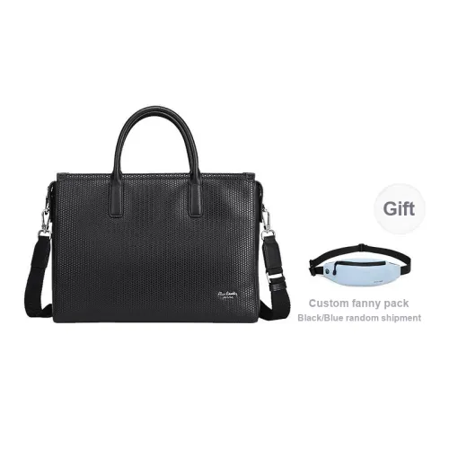 PIERRE CARDIN Cow Leather Laptop Bag, Handbag, Briefcase Large Size Men's Black
