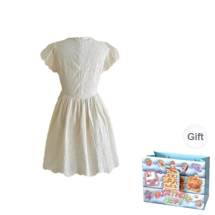 TWOPLUMGIRLS Short Sleeved Dress Women's Apricot-1
