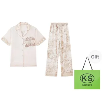 Kosrood Pajama Set Women's Golden Branches And Jade Leaves Short And Long