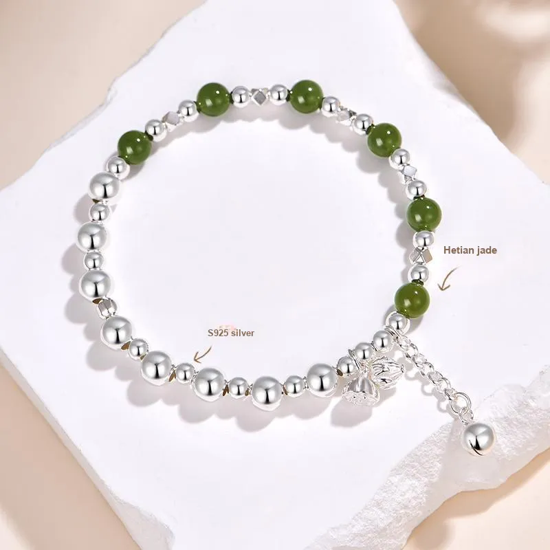 JINLIUFUJIXIANG Hetian Jade Bracelets White Jade/Pale Greenish White Jade Women's-4