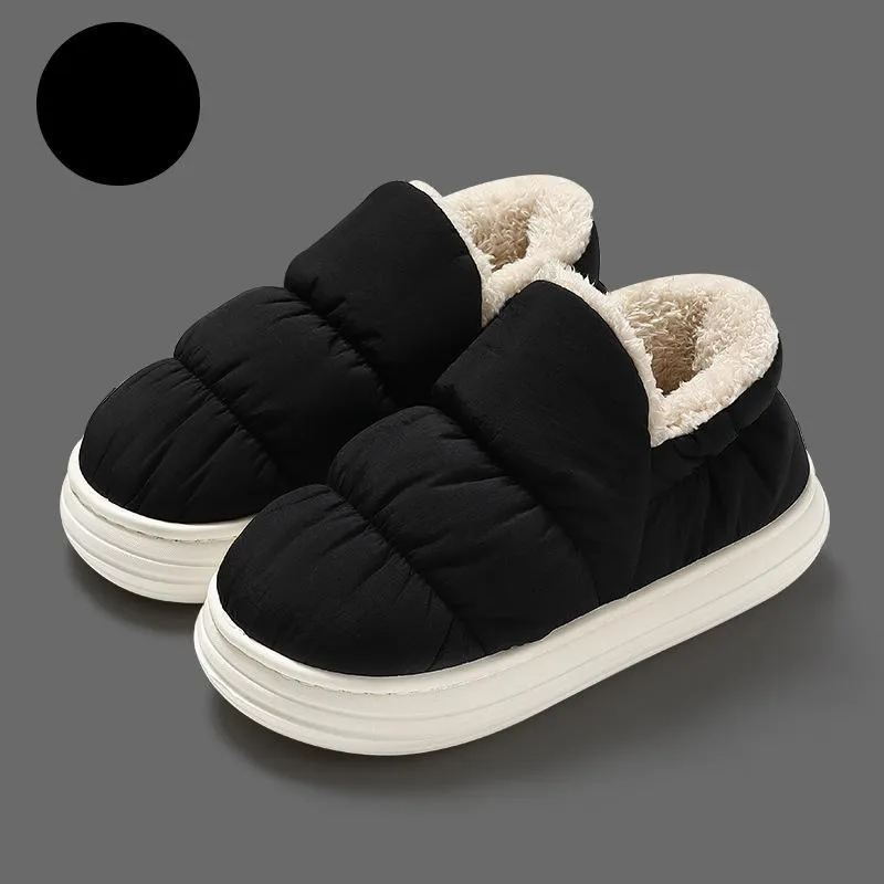 NAIHUO Women's Winter Couple Indoor Home Fleece-Lined Platform Warm Padded Shoes For Home Use Water-Resistant-7
