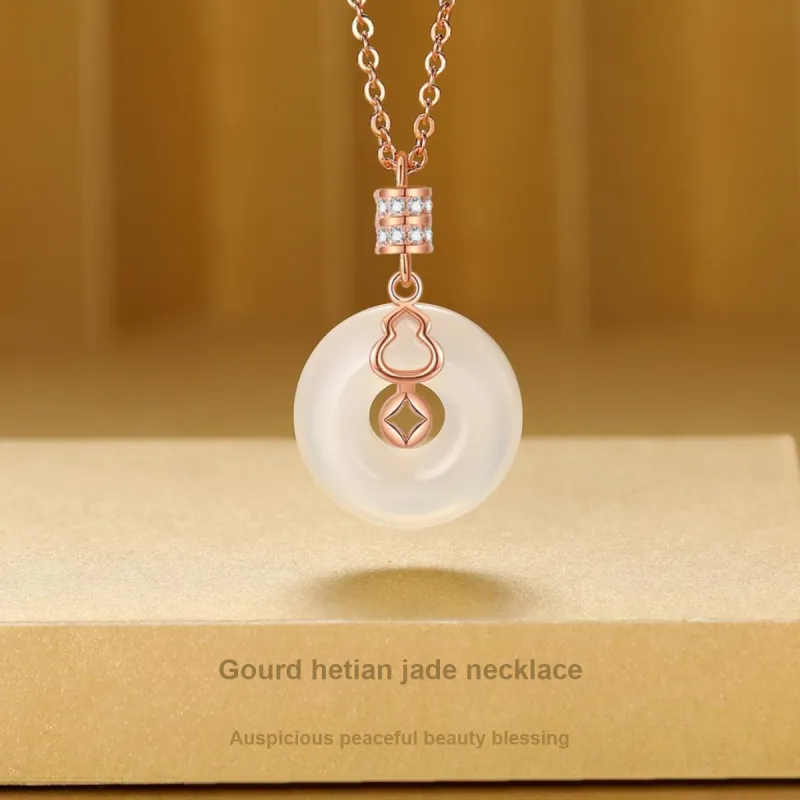 MUGONGZI Necklaces Pale Greenish White Jade Women's-8