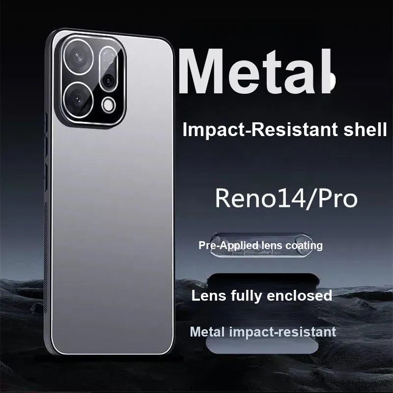 MOWEITU Metal Impact Resistant Lens Wallet Phone Cases Compatibility With OPPO Reno 14/OPPO Reno 14 Pro-2