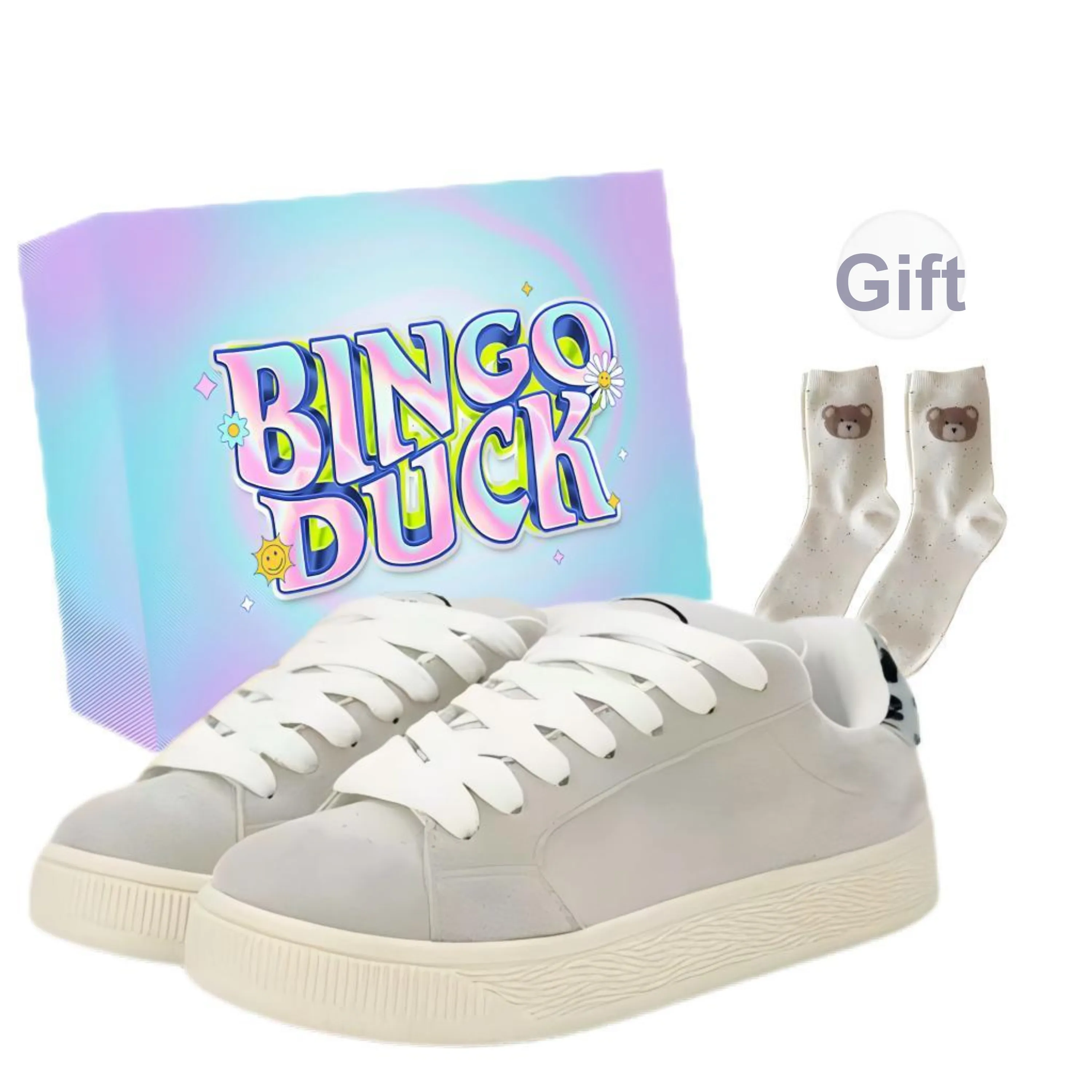 BINGO DUCK Дышащие Низкие Кроссовки для Скейтбординга Женские с Леопардовым Принтом Серого Цвета