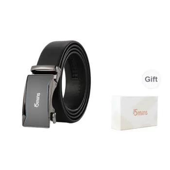 15 MINS Genuine Leather Business Youth Automatic Buckle Split Cow Leather Belts Men's Width  3.5cm