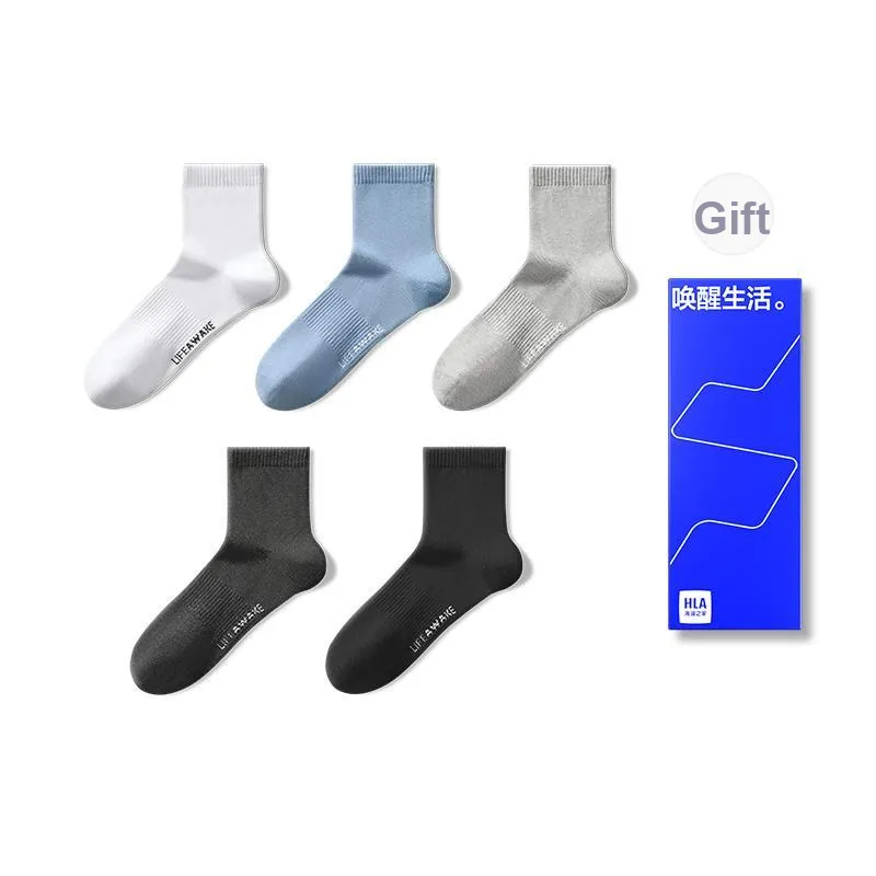 HLA Mid Calf Socks Men's 5 Pack-3