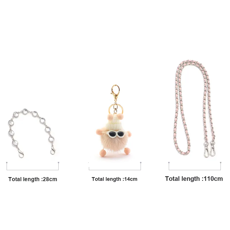 Gloya Leather Alloy One Shoulder Crossbody With Chain Accessories Decorative Chain Combo Set Women's Pink-18