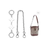 Silver (Round Buckle) White Four-Leaf Clover 14cm+Silver Plate Buckle Decorative Chain 35cm