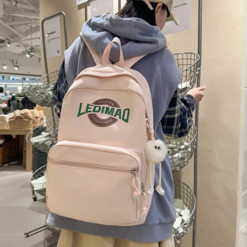 AIBAG Nylon Backpack Unisex Black/Pink/Yellow/Khaki/Blue-5
