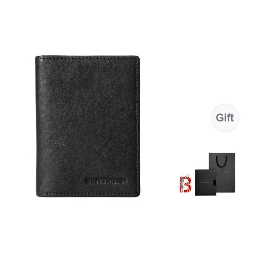 Sharkborough Vegetable Tanned Top Grain Cow Leather Card Holder, Driver's License Case, Coin Purse Trumpets Men's Black