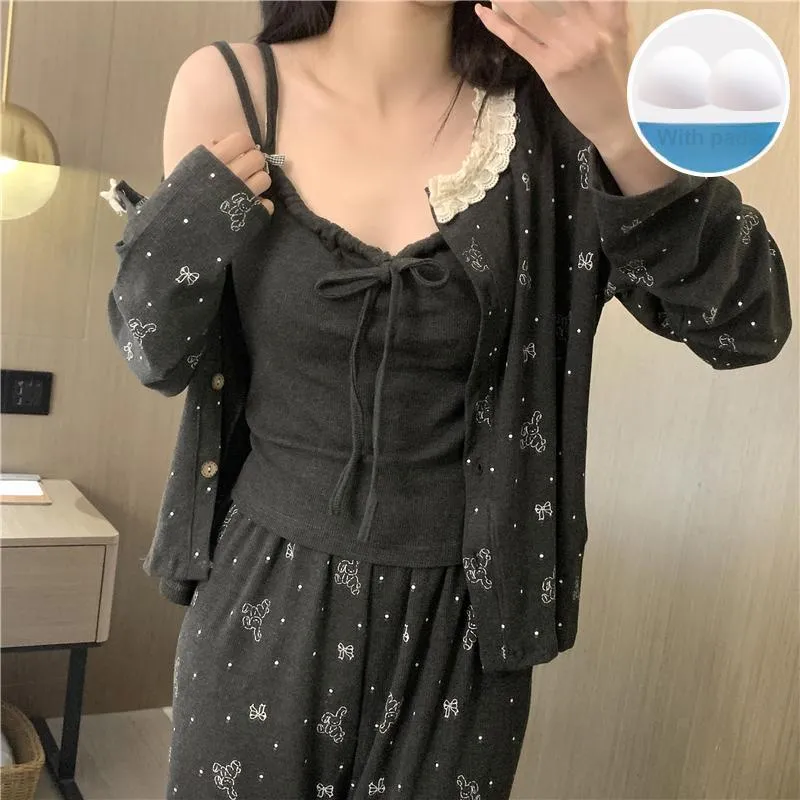 Sleeping Beauty Pajama Set Women's Dark Gray-1