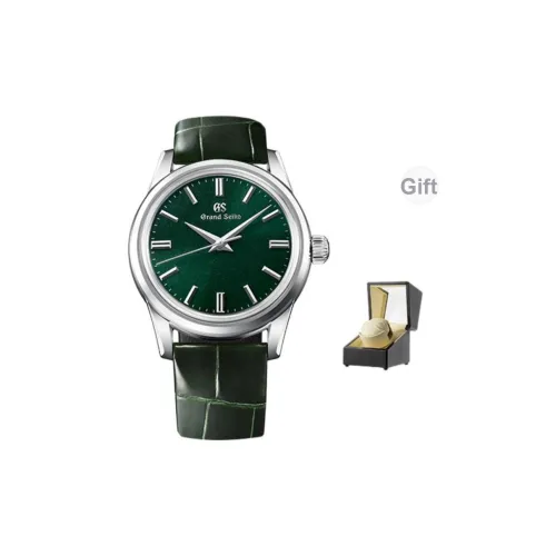 GRAND SEIKO Механизм с ручным заводом часы с натуральной кожей ремень 37,3 мм унисекс зеленый циферблат модель SBGW283G бренд