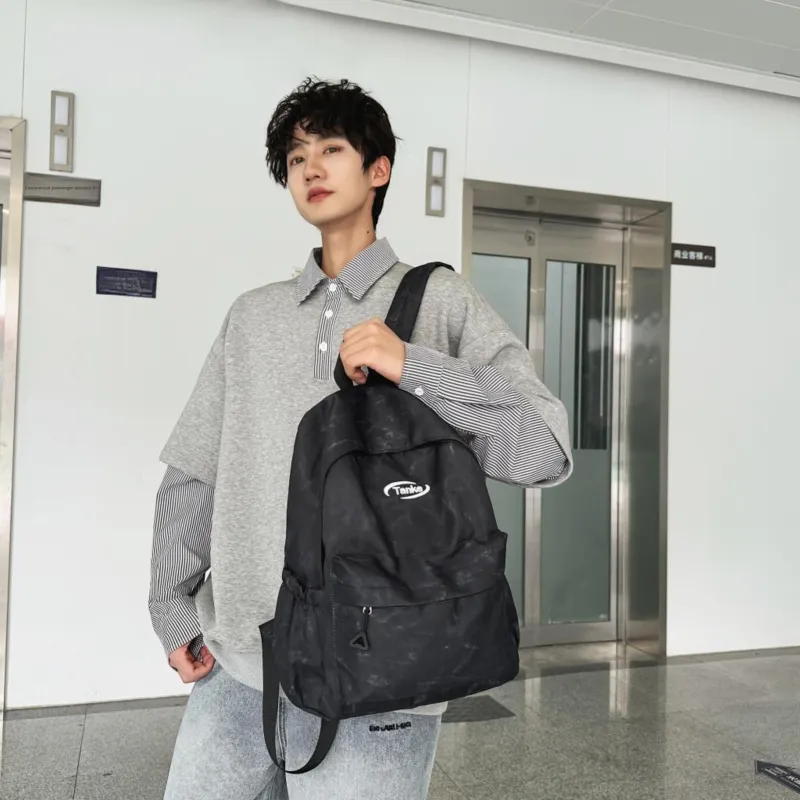 AIBAG Nylon Backpack Unisex Blue/Red/Black/White-17