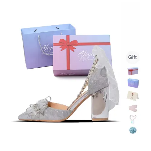 Take The Qin Chunky Heel High Heels Women's Silver