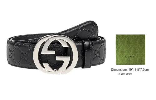 GUCCI GG Signature Leather Belt Men's Black