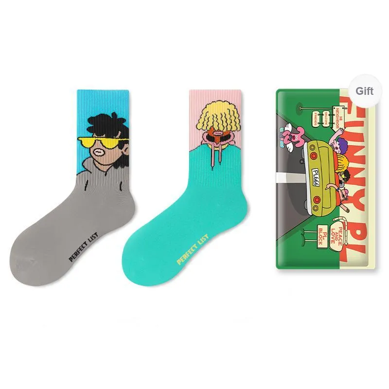 PL Mid Calf Socks Unisex Shopping Bag 2 Pack Mixed Color-0