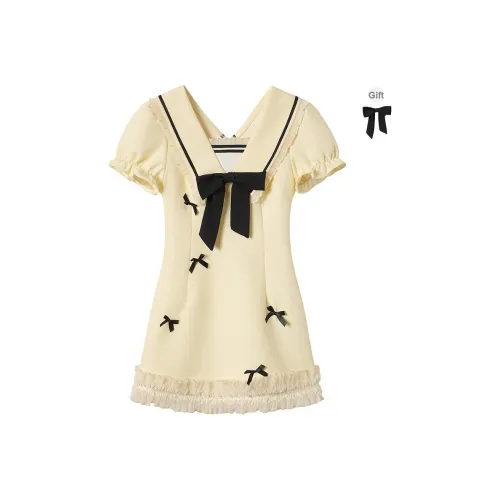 FABRIC PIG Без рукавов Платье Женское Желтое + В комплекте с Галстуком-бабочкой