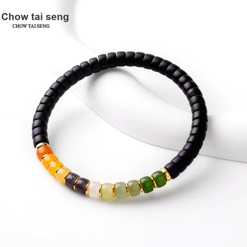 CHOW TAI SENG Beaded Bracelet Fortune Black Jade Unisex-3