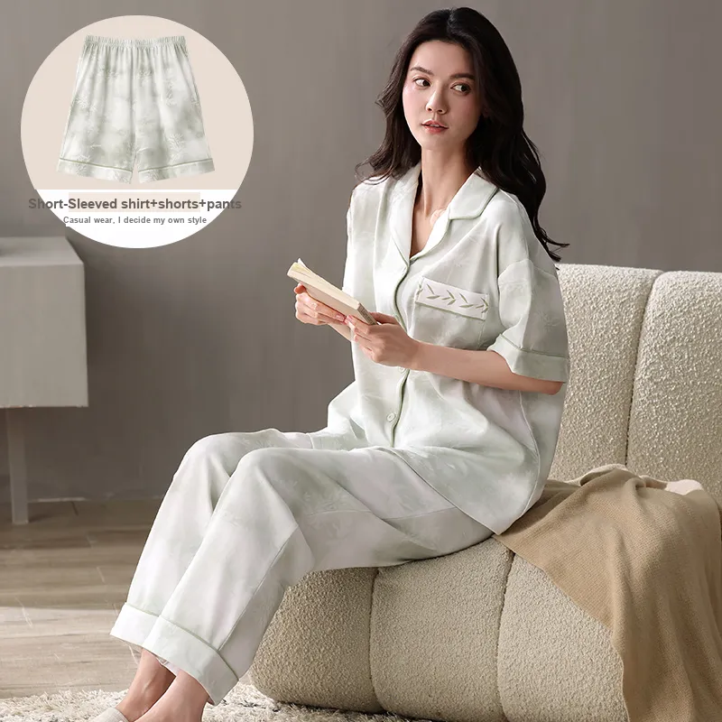 WANANNI Pajama Set Women's Apricot Green-1