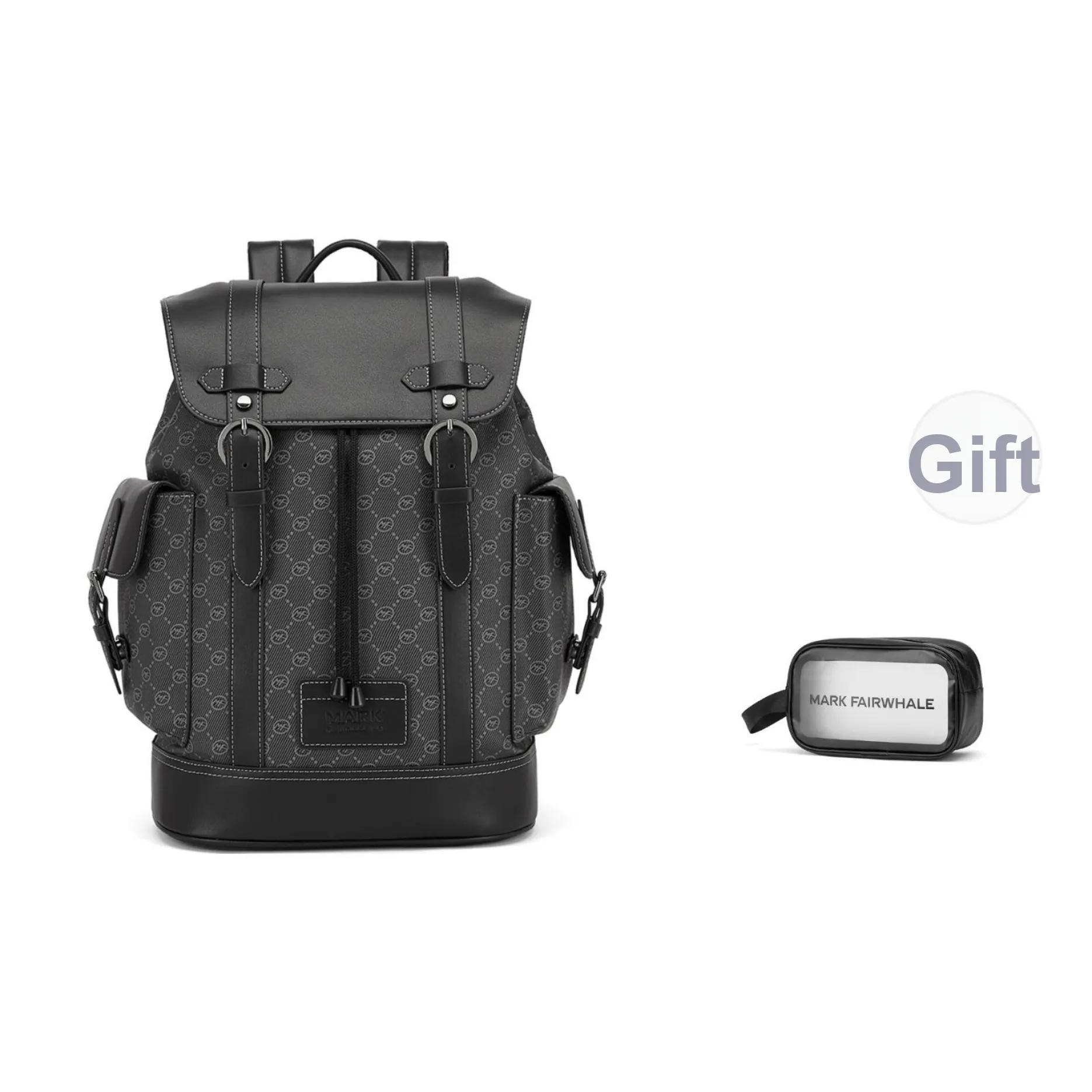 FAIRWHALE Синтетическая кожа Компьютеры Рюкзак Стандартный Мужской Черный