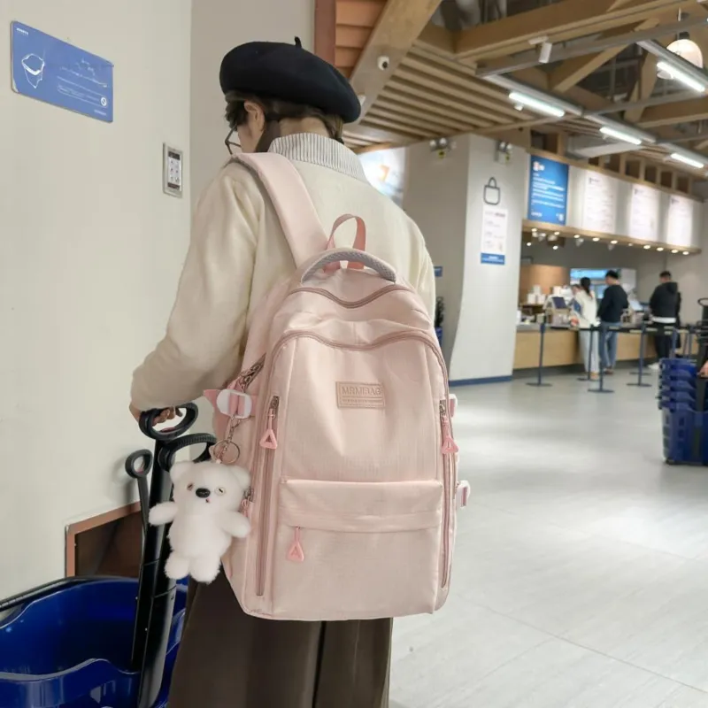 URBAN FOREST Nylon Backpack Unisex Ecru/Black/Pink/Light Purple/Yellow/Light Blue-13