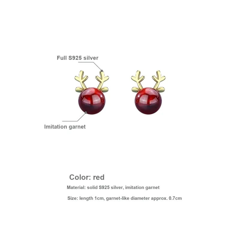 Yiru S925 Silver Stud Earrings Christmas Earrings Jewelry Accessories Women's-2