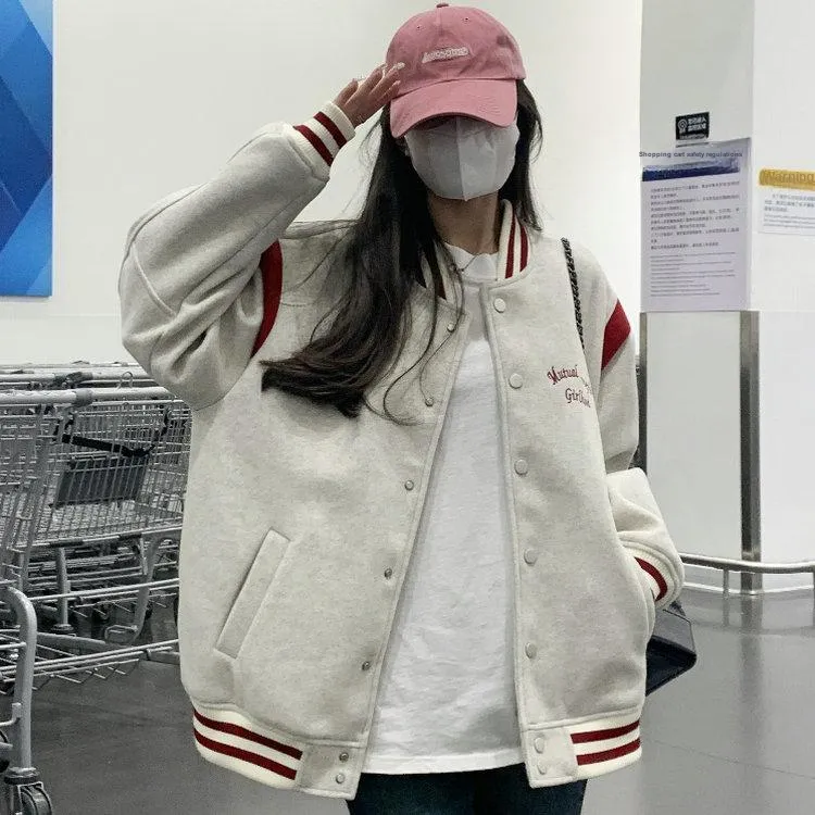 Icicofficial Baseball Jacket Women's Oat Collision Burgundy-10