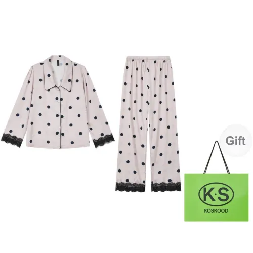Kosrood Pajama Set Women's Black Pink