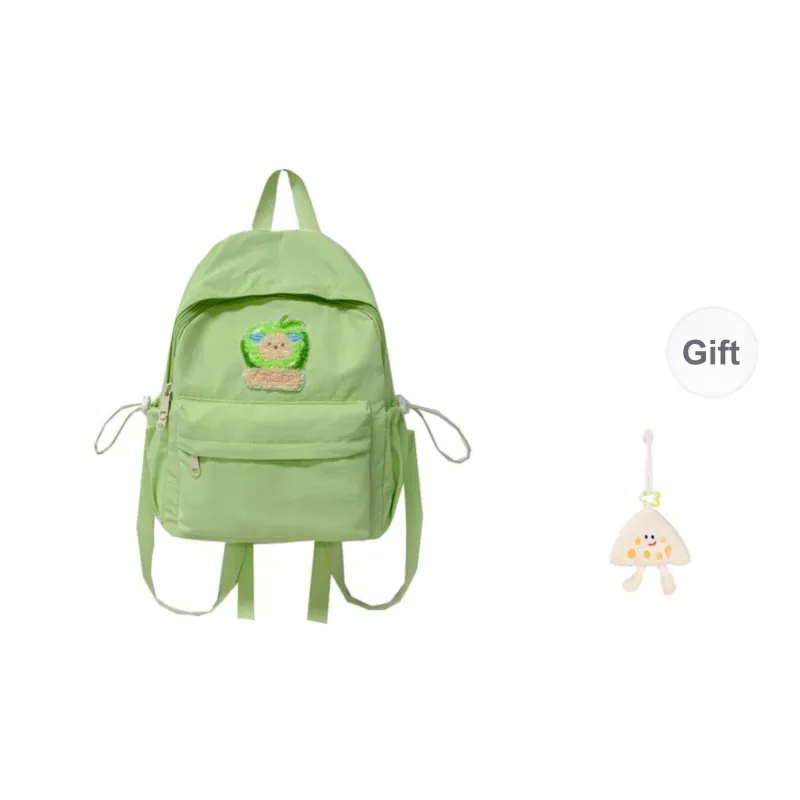 KAMLUI Nylon Backpack Unisex Beige Yellow/Black/Green/Blue/Pink-7