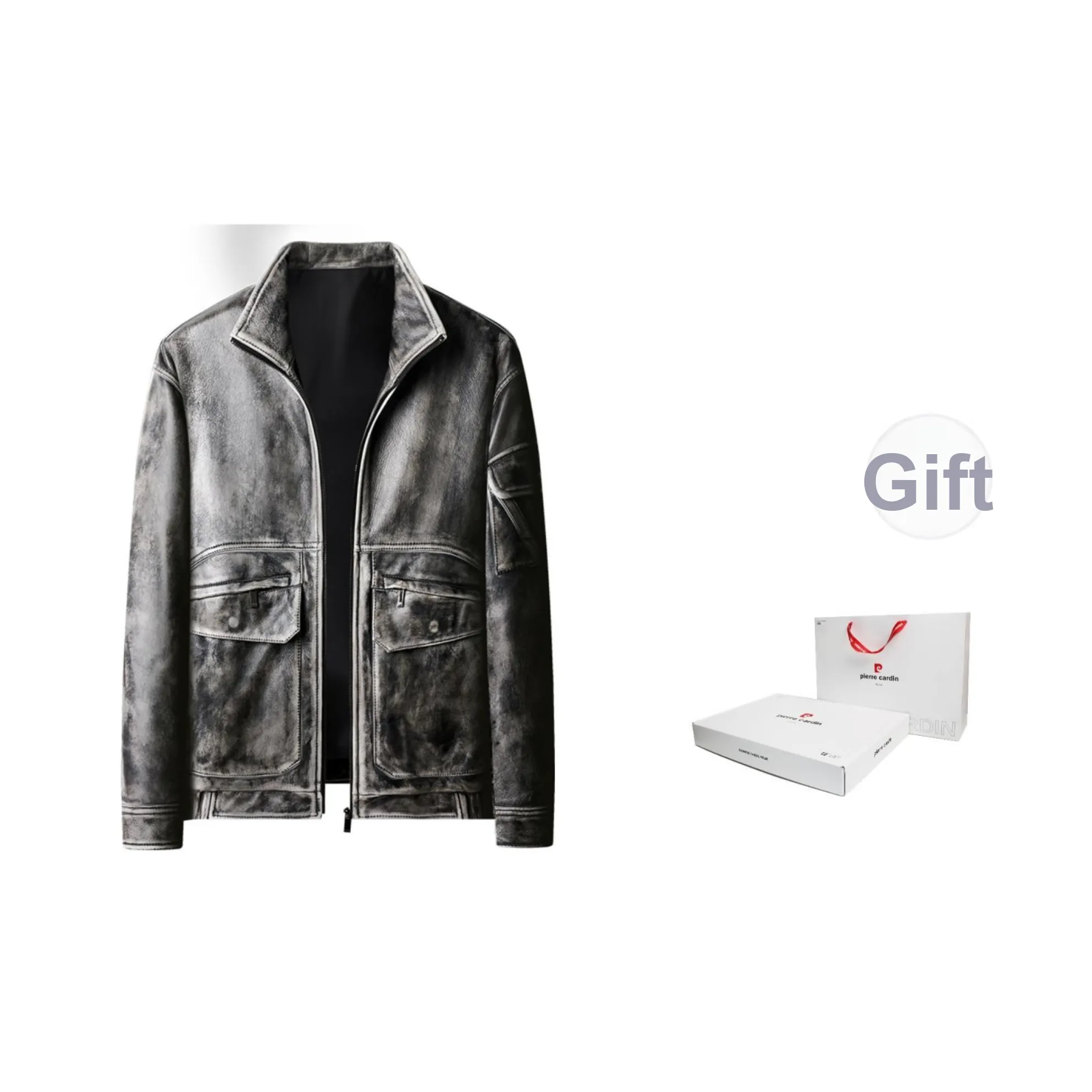 PIERRE CARDIN Кожа Куртка Мужская Черная