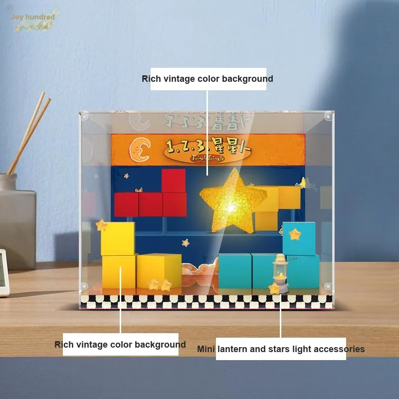 LIGHT YOUR BRICKS Compatibility Pop Mart 123 Stars Human Collection Display Case Model Accessories-8