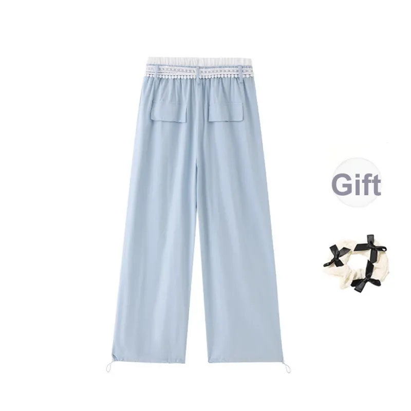 TORIGHT Cargo Pants Women's Blue+Bowknot Hair Tie Comes With-1