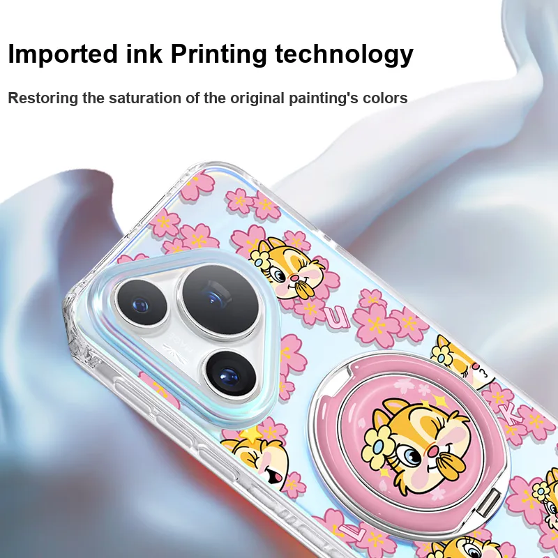 Marsfield Acrylic Material 360 Iridescent Support Point Pink Floral Squirrel Phone Cases Compatibility Huawei P70/PRO-3
