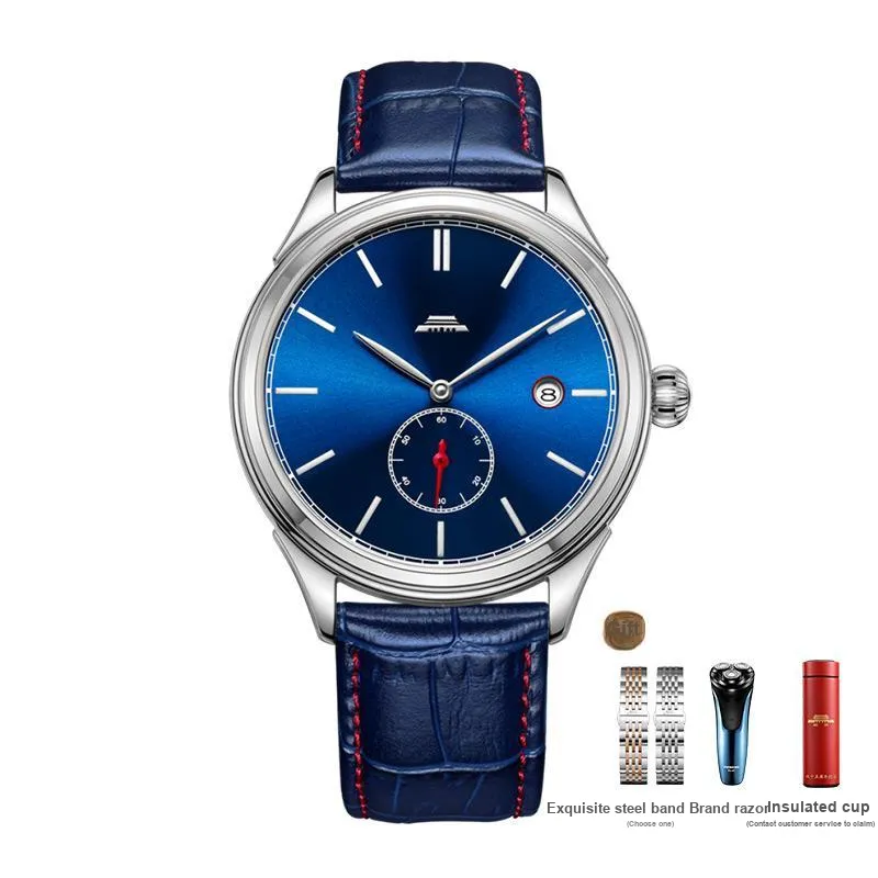 Beijing Beihai Mechanical Movement Genuine Leather Strap Watch Men's Watches White Dial-13