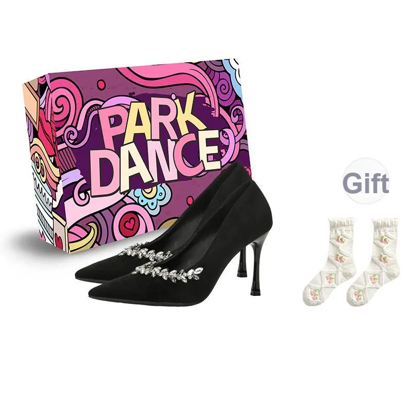 PARK DANCE Slim Heel High Heels Women's Black-8