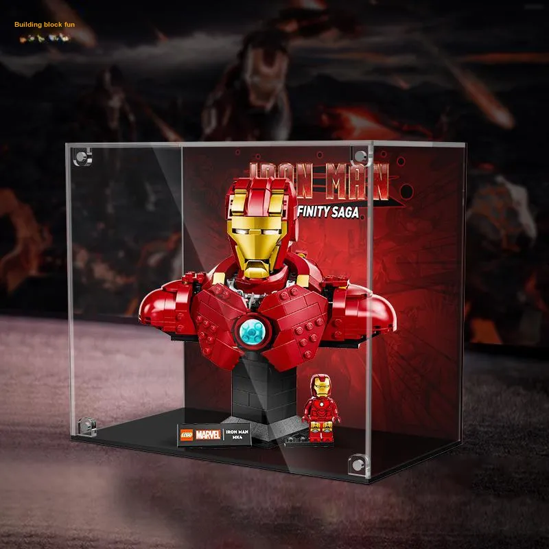 LIGHT YOUR BRICKS Compatibility Building Block 76327 Iron Man MK4 Half Body Figure Display Case Model Accessories-4