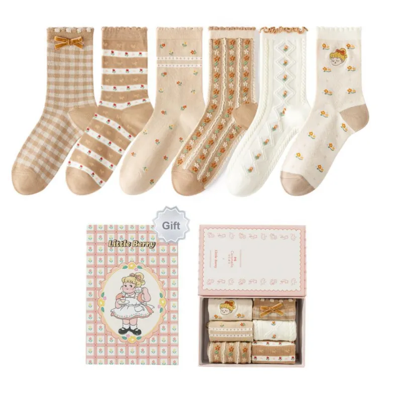 Caramella x Little Berry Mid Calf Socks Women's 6 Pack-9