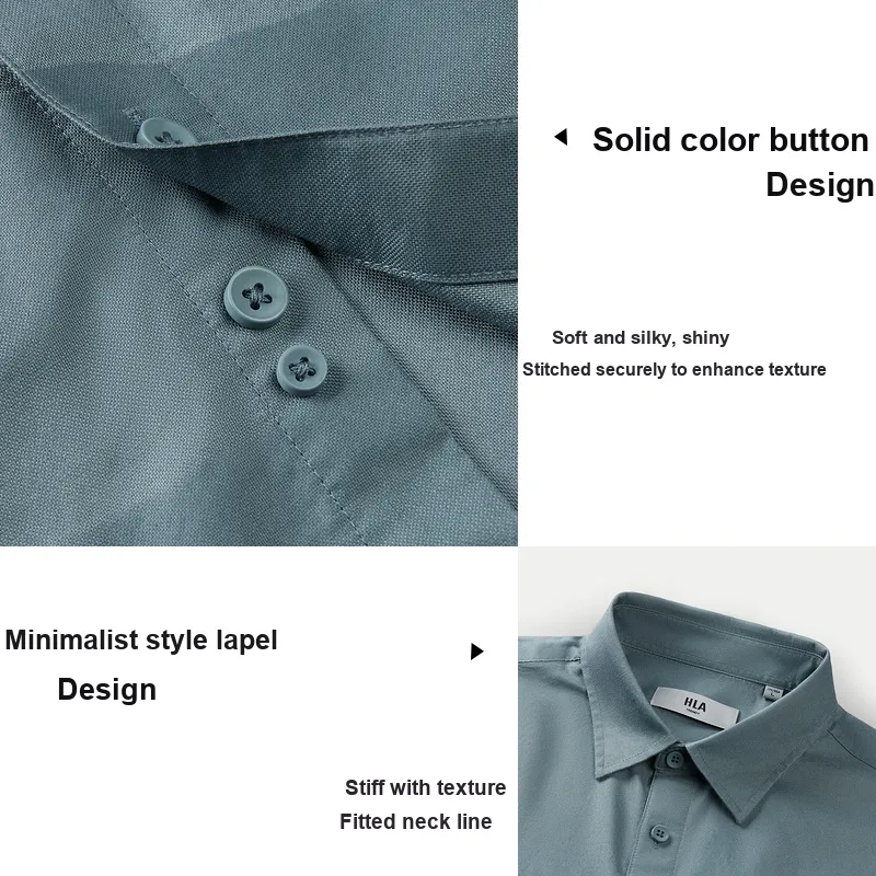 HLA Shirts Men Blue Gray Pattern 60-3