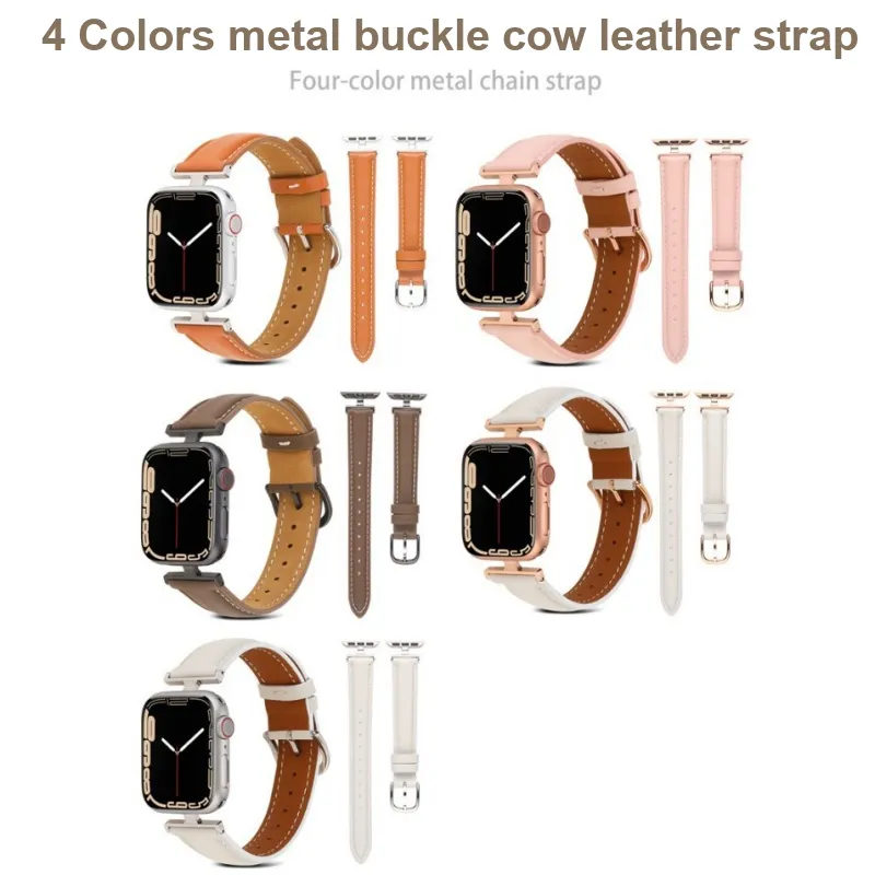 CHRROTA Compatible Apple Watch Iwatch 10/9 New L-Shaped Connector Calfskin Apple Watch Strap Watch Bands-3