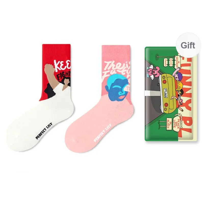 PL Mid Calf Socks Unisex Shopping Bag 2 Pack Mixed Color-0