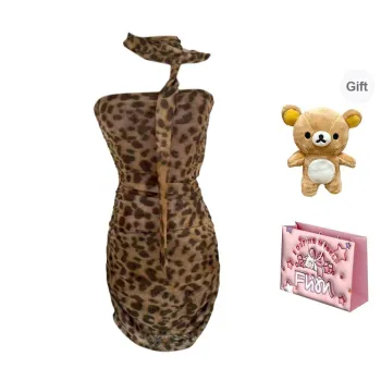 FLIM Sleeveless Dresses Women's Leopard Print Bear Box
