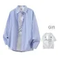Blue White Stripes (Comes with White Print T-Shirt)
