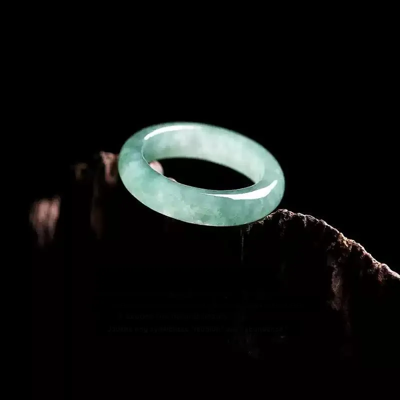 MY WORLD BEGINS AND ENDS WITH YOU Glutinous Jade Jadeite Rings Unisex-3
