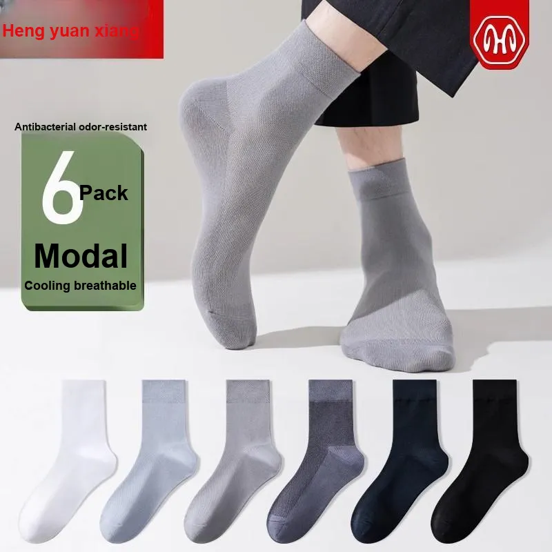 H YXIANG Mid Calf Socks Men's Box 6 Pack-1
