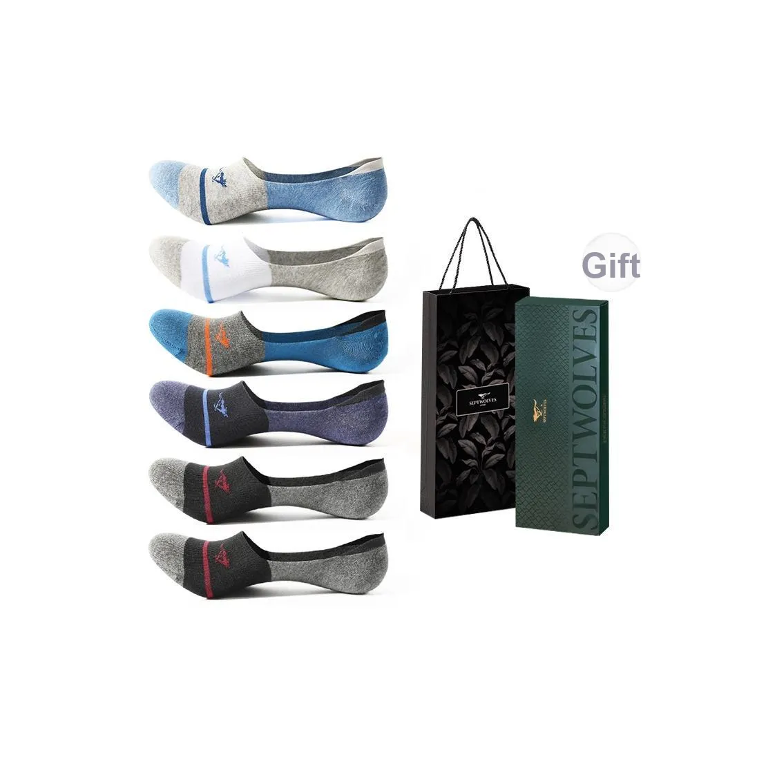 SEPTWOLVES No Show Носки Мужские 6 пар Подарочная коробка Упаковано