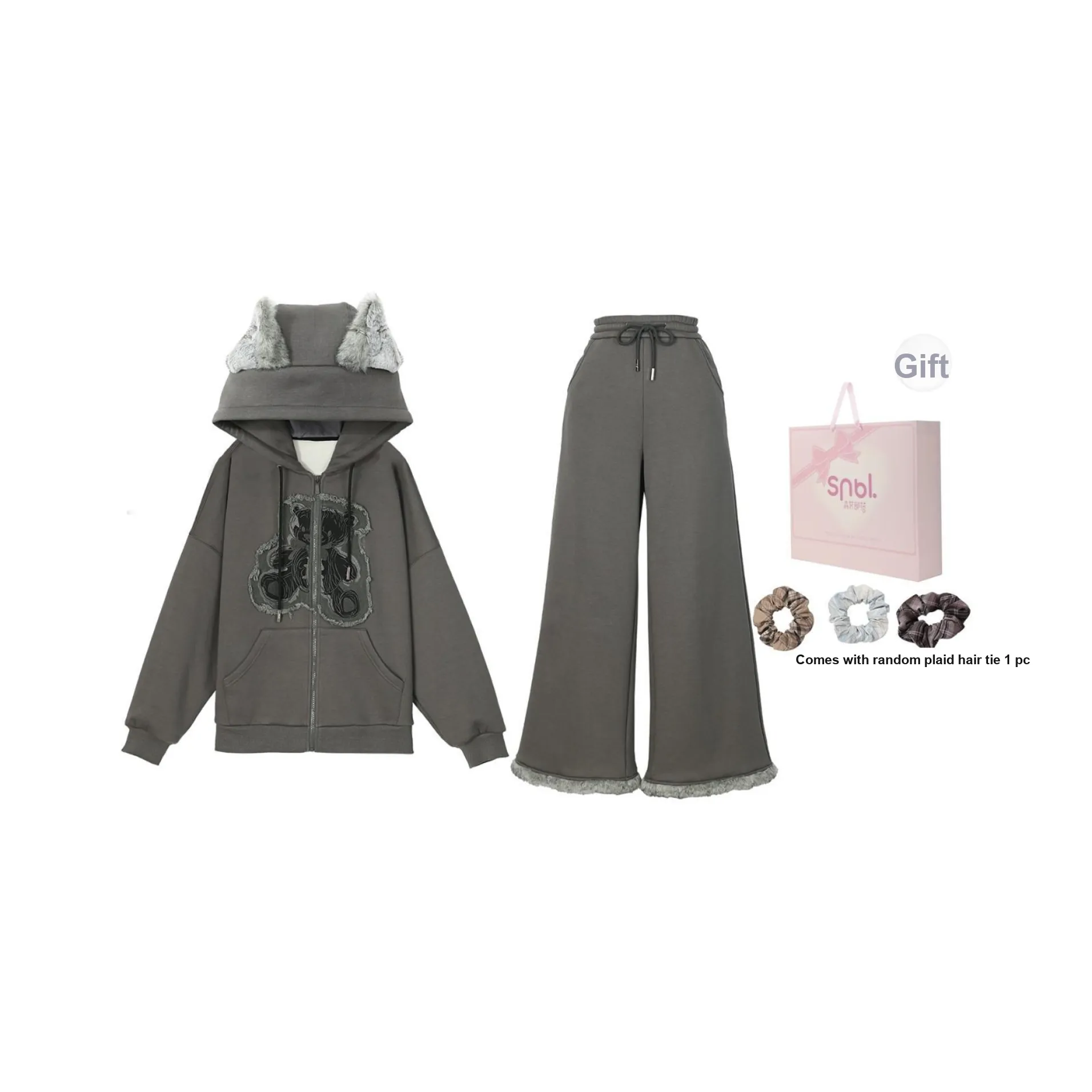 Snbl Серый Свитшот + Брюки Женские Повседневные Костюмы