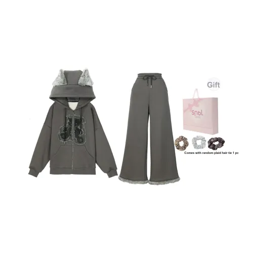 Snbl Серый Свитшот + Брюки Женские Повседневные Костюмы