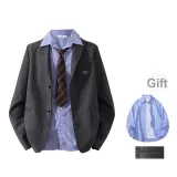 Dark Gray (Complimentary Light Blue Shirt+Brooch)