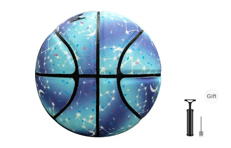 PUSHOVER PU Basketball Blue Tie Dye Size 7 Glow In The Dark Unisex-2
