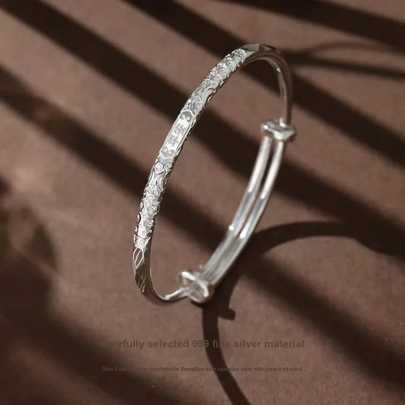 KINGFOCUS 999 Fine Silver Bangles Women's-4